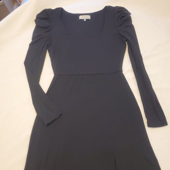 WAYF Maxi Long Sleeve Dress Sz Sm Black Puff Sleeve Witchy Peasant Goth Soft - Picture 5 of 13